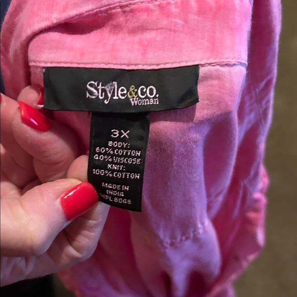 Style & Co. Vibrant Pink Button-Down Shirt - Picture 2 of 2